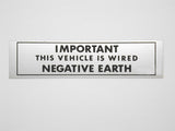Warning Sticker "NEGATIVE EARTH"