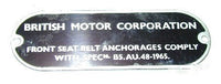 Chassis Plate - BMC Seat Belts Anchorage Specification