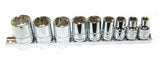 Whitworth Socket Set On Rail - 1/2" Drive. Sizes From 3/16 to 5/8