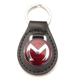 Key Ring - 'M' - Type 1 - Same As Bonnet Flash Emblem - Leather
