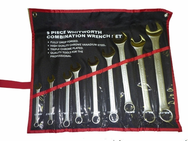 Spanner Set - 9 Piece - High Quality - Whitworth - Suits British Cars